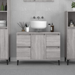 Berkfield Sink Cabinet Grey Sonoma 80X33X60 Cm Engineered Wood - thumbnail 1