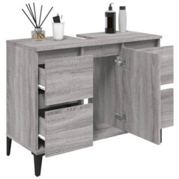 Berkfield Sink Cabinet Grey Sonoma 80X33X60 Cm Engineered Wood - thumbnail 4