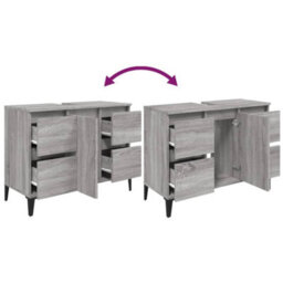 Berkfield Sink Cabinet Grey Sonoma 80X33X60 Cm Engineered Wood - thumbnail 8
