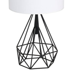 Milagro Triangolo Table Or Floor Lamp Stylish Hand Made Industrial Chic Matt Black With Delicate White Fabric Shade - thumbnail 3