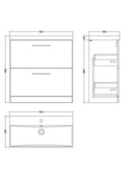 Balterley Level Modern Bathroom 2 Soft Close Drawer Floor Standing Vanity Unit & Thin-Edge Basin, Anthracite Woodgrain, 800mm - thumbnail 2