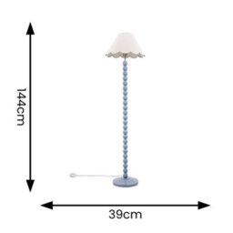 Valuelights Bobbles Powder Blue Bobbin Floor Lamp With Green Trim Scallop Shade - Led Bulb Included - thumbnail 6