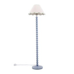 Valuelights Bobbles Powder Blue Bobbin Floor Lamp With Green Trim Scallop Shade - Led Bulb Included - thumbnail 2