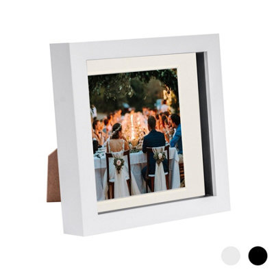 "Nicola Spring 3D Box Photo Frame - 6 X 6"" With 4 X 4"" Mount - White/ivory" - image 1