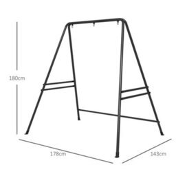 Outsunny Hammock Chair Stand Metal Frame Hammock Stand Only, Black - thumbnail 3