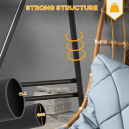 Outsunny Hammock Chair Stand Metal Frame Hammock Stand Only, Black - thumbnail 4
