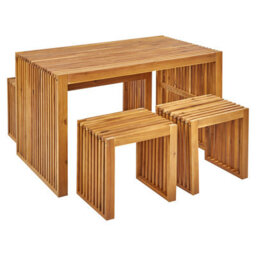 Beliani Garden Dining Set With Benches And Stools 4 Seater Bellano Acacia Wood Brown - thumbnail 1