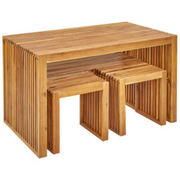Beliani Garden Dining Set With Benches And Stools 4 Seater Bellano Acacia Wood Brown - thumbnail 5