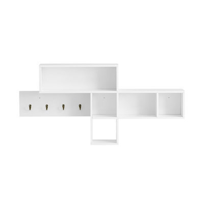 Sobuy Fhk17-W, Wall Coat Rack Wall Shelf Wall Storage Unit Hallway Coat Rack,white,w110Xd15Xh53 - image 1