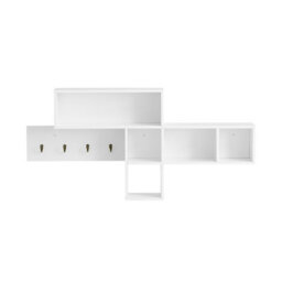 Sobuy Fhk17-W, Wall Coat Rack Wall Shelf Wall Storage Unit Hallway Coat Rack,white,w110Xd15Xh53 - thumbnail 1
