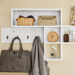 Sobuy Fhk17-W, Wall Coat Rack Wall Shelf Wall Storage Unit Hallway Coat Rack,white,w110Xd15Xh53 - thumbnail 6