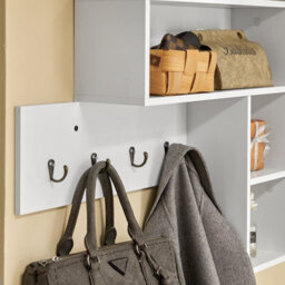 Sobuy Fhk17-W, Wall Coat Rack Wall Shelf Wall Storage Unit Hallway Coat Rack,white,w110Xd15Xh53 - thumbnail 5