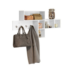 Sobuy Fhk17-W, Wall Coat Rack Wall Shelf Wall Storage Unit Hallway Coat Rack,white,w110Xd15Xh53 - thumbnail 9