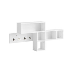 Sobuy Fhk17-W, Wall Coat Rack Wall Shelf Wall Storage Unit Hallway Coat Rack,white,w110Xd15Xh53 - thumbnail 8