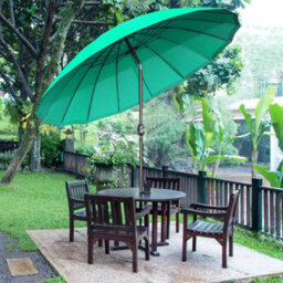 Outsunny 2.5M Round Curved Adjustable Parasol Sun Umbrella Metal Pole Green - thumbnail 1
