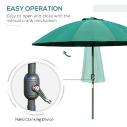 Outsunny 2.5M Round Curved Adjustable Parasol Sun Umbrella Metal Pole Green - thumbnail 4