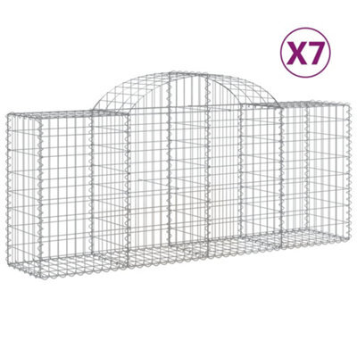 Berkfield Durable Arched Gabion Baskets 7 Pcs 200X50X80/100 Cm Galvanised Iron - image 1