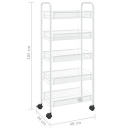 Walplus 5-Tier Kitchen Trolley White 46X26X105 Cm Iron - thumbnail 7