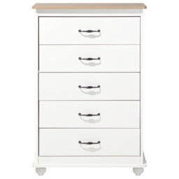Wyld And Coco Nordic Living White Chest Of Drawers With Light Wood Accents - 5 Drawers, W76 X D39 X H117Cm - thumbnail 5