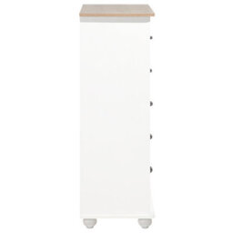 Wyld And Coco Nordic Living White Chest Of Drawers With Light Wood Accents - 5 Drawers, W76 X D39 X H117Cm - thumbnail 6