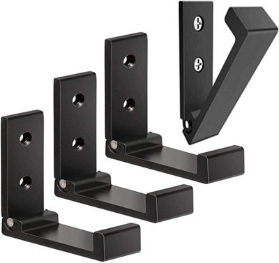 Black Set Of 4 Foldable Wall Hooks, Invisible, Aluminum Wall Hook, Aluminum Alloy Wall Hanging Hooks, Foldable Coat Hooks - image 1