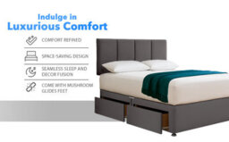 "ComfortRest Comforest - Sophisticated 3Ft Single Divan Bed Set With 24"" Headboard- Grey  Plush Velvet" - thumbnail 3