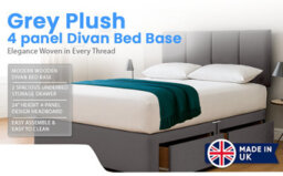 "ComfortRest Comforest - Sophisticated 3Ft Single Divan Bed Set With 24"" Headboard- Grey  Plush Velvet" - thumbnail 2