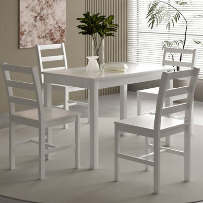 Comfy Living 5 Piece Wooden Dining Set In White - image 1