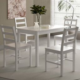 Comfy Living 5 Piece Wooden Dining Set In White - thumbnail 1