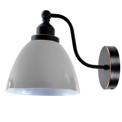 Retro Industrial Wall Light White Metal Swan Neck Arm, E27 Base - image 1