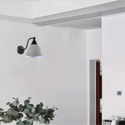 Retro Industrial Wall Light White Metal Swan Neck Arm, E27 Base - thumbnail 2