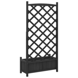 Berkfield Elegant Planter With Trellis Black Solid Wood Fir - thumbnail 6
