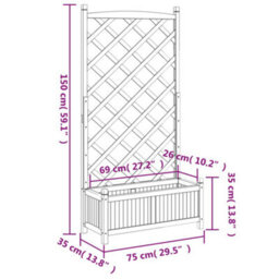 Berkfield Elegant Planter With Trellis Black Solid Wood Fir - thumbnail 8