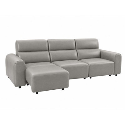 Furnishings For Less UK Corby Grey 3 Seater Electric Recliner Sofa Leather Look High Back - image 1