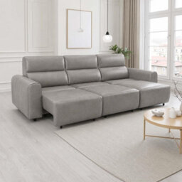 Furnishings For Less UK Corby Grey 3 Seater Electric Recliner Sofa Leather Look High Back - thumbnail 2