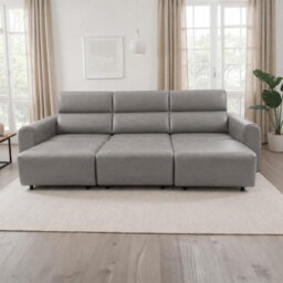 Furnishings For Less UK Corby Grey 3 Seater Electric Recliner Sofa Leather Look High Back - thumbnail 6