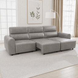 Furnishings For Less UK Corby Grey 3 Seater Electric Recliner Sofa Leather Look High Back - thumbnail 3