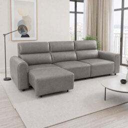 Furnishings For Less UK Corby Grey 3 Seater Electric Recliner Sofa Leather Look High Back - thumbnail 4