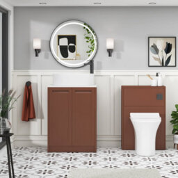 Royal Bathrooms Royal Bathroom Elmore 600mm Terracotta Clay Freestanding Bathroom Vanity Unit 2 Door Plain White Worktop With Peak Basin - thumbnail 5