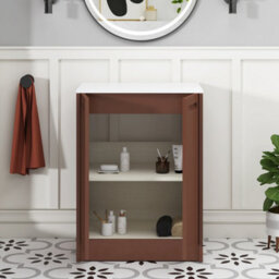 Royal Bathrooms Royal Bathroom Elmore 600mm Terracotta Clay Freestanding Bathroom Vanity Unit 2 Door Plain White Worktop With Peak Basin - thumbnail 6