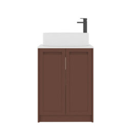 Royal Bathrooms Royal Bathroom Elmore 600mm Terracotta Clay Freestanding Bathroom Vanity Unit 2 Door Plain White Worktop With Peak Basin - thumbnail 7