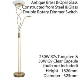 Mother & Child Floor Lamp Antique Brass Tall Twin Light Dimmer Flexible Reading - thumbnail 2