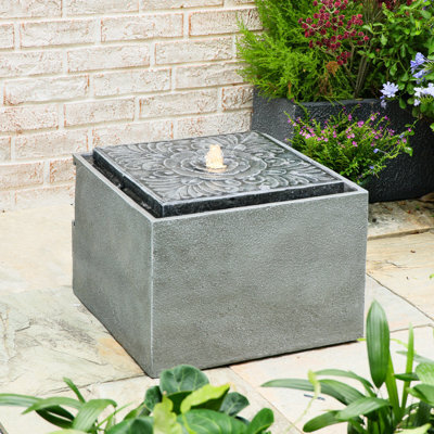 Sunlinua Charming Garden Water Feature Led Retro Cylindrical Bubble Fountain 24.5Cm H - image 1