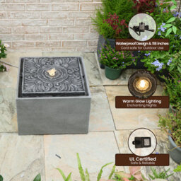 Sunlinua Charming Garden Water Feature Led Retro Cylindrical Bubble Fountain 24.5Cm H - thumbnail 2