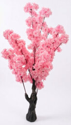 Biznest Artificial Pink Cherry Blossom Tree Faux Houseplant Realistic Branches Indoor Decorative Trunk Base 120X15Cm