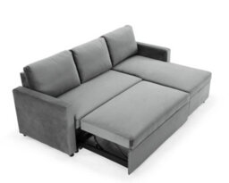 Home Detail Dorset 3 Seater Pull-Out Reversible Chaise Sofa Bed, Grey Velvet - thumbnail 5
