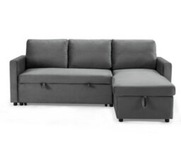 Home Detail Dorset 3 Seater Pull-Out Reversible Chaise Sofa Bed, Grey Velvet - thumbnail 2