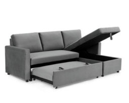 Home Detail Dorset 3 Seater Pull-Out Reversible Chaise Sofa Bed, Grey Velvet - thumbnail 4
