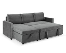 Home Detail Dorset 3 Seater Pull-Out Reversible Chaise Sofa Bed, Grey Velvet - thumbnail 3