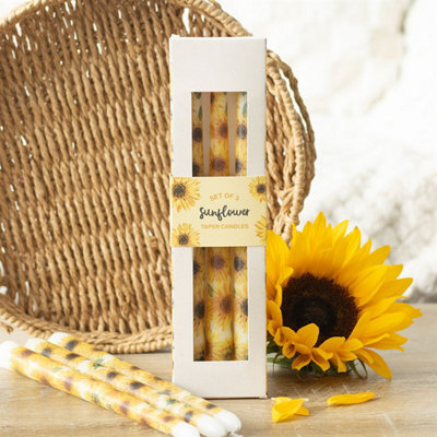 Set Of 3 Sunflower Taper Candles - Bright Summer Table Decor - image 1